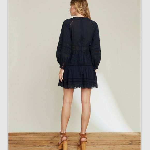 VERONICA BEARD Addilyn Eyelet L/S Mini Dress Size 00 - Ink (Navy Blue) NWT $498 - Picture 3 of 9